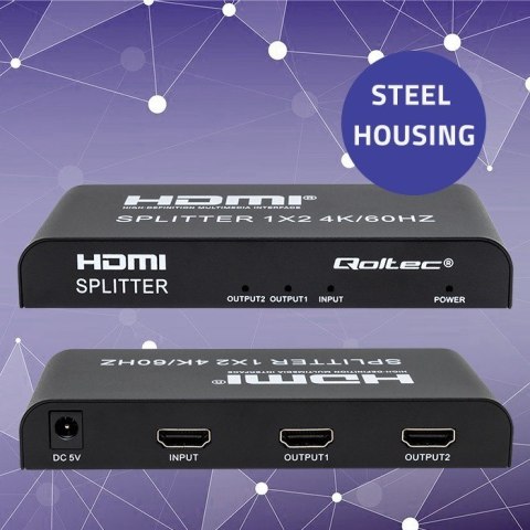 QOLTEC ROZDZIELACZ SPLITTER 2XHDMI 4KX2K | 6GB/S | 60HZ Qoltec QOLTEC ROZDZIELACZ SPLITTER 2XHDMI 4KX2K | 6GB/S | 60HZ Qoltec