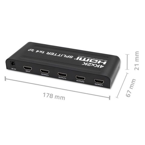 QOLTEC ROZDZIELACZ SPLITTER 4XHDMI 4KX2K | 3.4GB/S Qoltec QOLTEC ROZDZIELACZ SPLITTER 4XHDMI 4KX2K | 3.4GB/S Qoltec