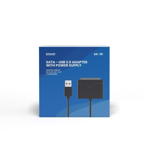 SAVIO ADAPTER USB 3.0 DO DYSKÓW 3.5" Z ZASILANIEM AK-39 SAVIO SAVIO ADAPTER USB 3.0 DO DYSKÓW 3.5" Z ZASILANIEM AK-39 SAVIO
