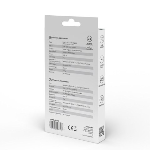 SAVIO AK-56 ADAPTER USB-C 3.1 GEN 1 DO RJ-45 SAVIO SAVIO AK-56 ADAPTER USB-C 3.1 GEN 1 DO RJ-45 SAVIO