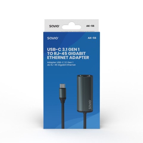 SAVIO AK-56 ADAPTER USB-C 3.1 GEN 1 DO RJ-45 SAVIO SAVIO AK-56 ADAPTER USB-C 3.1 GEN 1 DO RJ-45 SAVIO