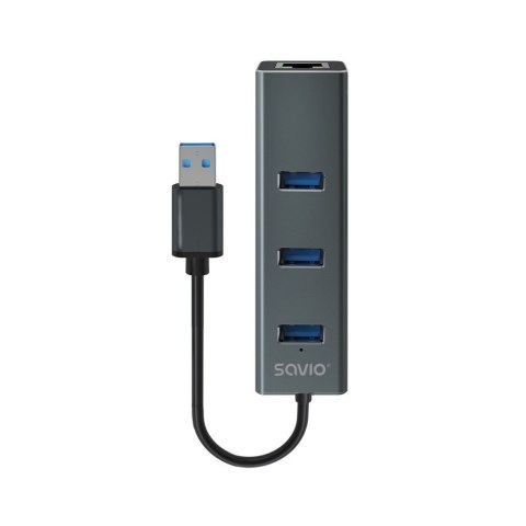 SAVIO AK-58 3-PORTOWY HUB USB-A Z ADAPTEREM RJ-45 SAVIO SAVIO AK-58 3-PORTOWY HUB USB-A Z ADAPTEREM RJ-45 SAVIO