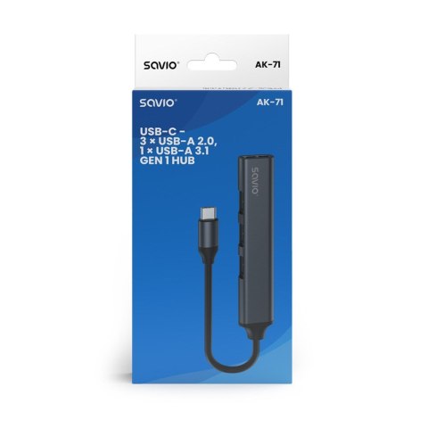 SAVIO HUB USB-A - 3 X USB-A 2.0, 1 X USB-A 3.0, SZARY AK-70 SAVIO SAVIO HUB USB-A - 3 X USB-A 2.0, 1 X USB-A 3.0, SZARY AK-70 SAVIO