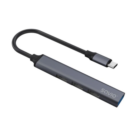 SAVIO HUB USB-C - 3 X USB-A 2.0, 1 X USB-A 3.0, SZARY, AK-71 SAVIO SAVIO HUB USB-C - 3 X USB-A 2.0, 1 X USB-A 3.0, SZARY, AK-71 SAVIO