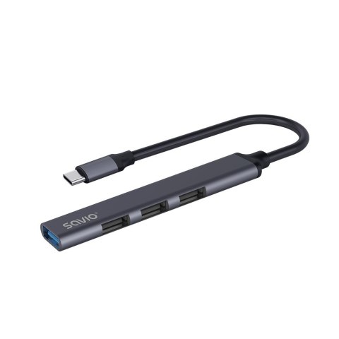 SAVIO HUB USB-C - 3 X USB-A 2.0, 1 X USB-A 3.0, SZARY, AK-71 SAVIO SAVIO HUB USB-C - 3 X USB-A 2.0, 1 X USB-A 3.0, SZARY, AK-71 SAVIO