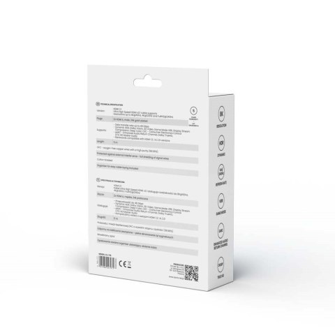 SAVIO KABEL HDMI (M) V2.1, KĄTOWY, 5M, 8K, MIEDŹ, NIEBIESKO-CZARNY, ZŁOTE KOŃCÓWKI, ETHERNET/3D CL-175 SAVIO SAVIO KABEL HDMI (M) V2.1, KĄTOWY, 5M, 8K, MIEDŹ, NIEBIESKO-CZARNY, ZŁOTE KOŃCÓWKI, ETHERNET/3D CL-175 SAVIO