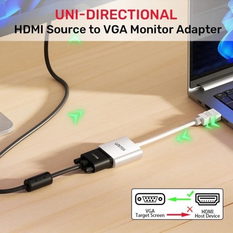 UNITEK ADAPTER HDMI - VGA, FULLHD 60HZ, BIAŁY, M/F UNITEK UNITEK ADAPTER HDMI - VGA, FULLHD 60HZ, BIAŁY, M/F UNITEK