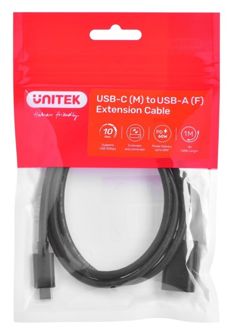 UNITEK KABEL ADAPTER USB-C-USB-A,M/F 10GBPS 60W 1M UNITEK UNITEK KABEL ADAPTER USB-C-USB-A,M/F 10GBPS 60W 1M UNITEK
