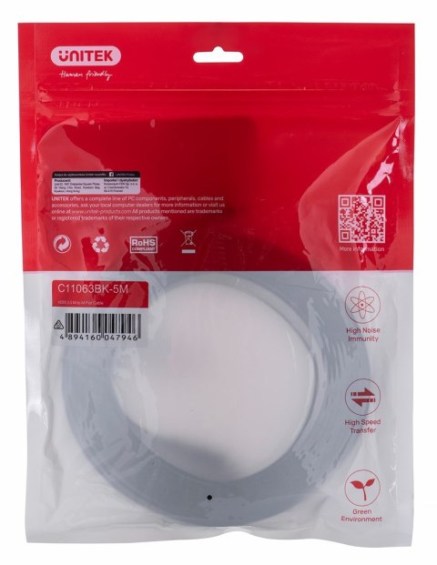 UNITEK KABEL HDMI 2.0 4K60HZ,PŁASKI,5M,C11063BK-5M UNITEK UNITEK KABEL HDMI 2.0 4K60HZ,PŁASKI,5M,C11063BK-5M UNITEK