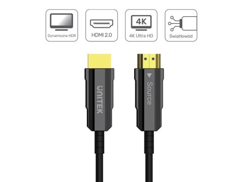 UNITEK KABEL OPTYCZNY HDMI 2.0 Active Optical Cable 4K 60HZ 20M UNITEK UNITEK KABEL OPTYCZNY HDMI 2.0 Active Optical Cable 4K 60HZ 20M UNITEK