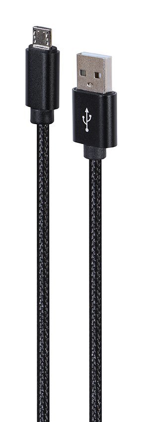 GEMBIRD KABEL USB - MICRO USB W OPLOCIE TEKSTYLNYM, WTYKI W OSŁONIE METALOWEJ 1.8M, ŁADOWANIE/TRANSMISJA DANYCH, CZARNY GEMBIRD KABEL USB - MICRO USB W OPLOCIE TEKSTYLNYM, WTYKI W OSŁONIE METALOWEJ 1.8M, ŁADOWANIE/TRANSMISJA DANYCH, CZARNY