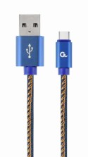 GEMBIRD KABEL USB TYPE-C (METALOWE WTYKI, OPLOT NYLONOWY W KOLORZE DENIM - JEANS) 1M GEMBIRD