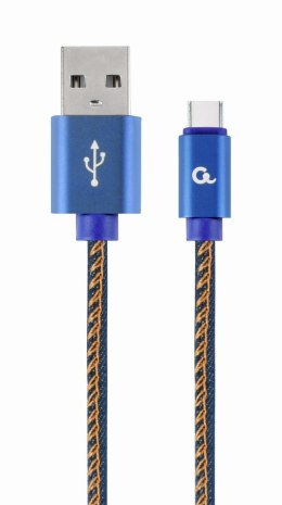 GEMBIRD KABEL USB TYPE-C (METALOWE WTYKI, OPLOT NYLONOWY W KOLORZE DENIM - JEANS) 1M GEMBIRD
