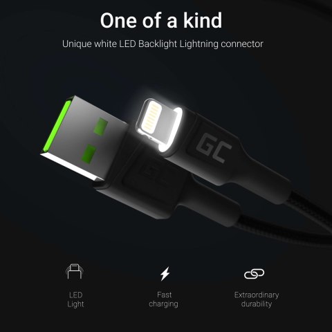 GREEN CELL KABEL KABGC05 KABEL GREEN CELL GC RAY USB - LIGHTNING 120CM, BIAŁY LED, SZYBKIE ŁADOWANIE Green Cell GREEN CELL KABEL KABGC05 KABEL GREEN CELL GC RAY USB - LIGHTNING 120CM, BIAŁY LED, SZYBKIE ŁADOWANIE Green Cell