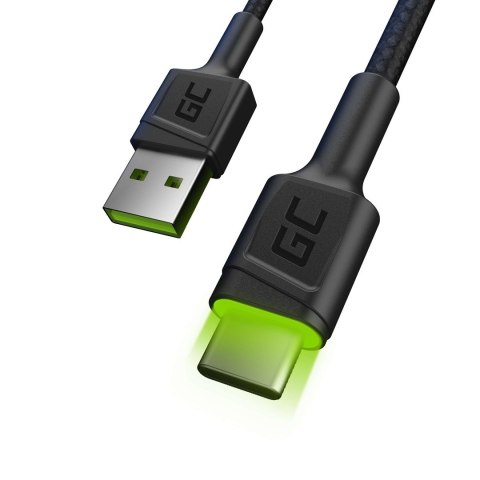 GREEN CELL KABEL KABGC06 GC RAY USB - USB-C 120CM, ZIELONY LED, SZYBKIE ŁADOWANIE ULTRA CHARGE, QC 3.0 Green Cell