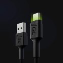 GREEN CELL KABEL KABGC06 GC RAY USB - USB-C 120CM, ZIELONY LED, SZYBKIE ŁADOWANIE ULTRA CHARGE, QC 3.0 Green Cell