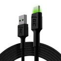 GREEN CELL KABEL KABGC13 GC RAY USB - USB-C 200CM, ZIELONY LED, SZYBKIE ŁADOWANIE ULTRA CHARGE, QC 3.0 Green Cell