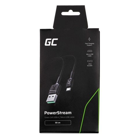 GREEN CELL KABEL KABGC23 GC POWERSTREAM USB-A - MICRO USB 30CM, SZYBKIE ŁADOWANIE ULTRA CHARGE, QC 3.0 Green Cell GREEN CELL KABEL KABGC23 GC POWERSTREAM USB-A - MICRO USB 30CM, SZYBKIE ŁADOWANIE ULTRA CHARGE, QC 3.0 Green Cell