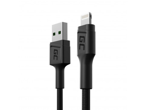 GREEN CELL KABEL KABGC24 GC POWERSTREAM USB-A - LIGHTNING 30CM, SZYBKIE ŁADOWANIE Green Cell GREEN CELL KABEL KABGC24 GC POWERSTREAM USB-A - LIGHTNING 30CM, SZYBKIE ŁADOWANIE Green Cell