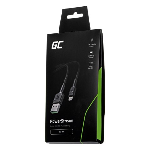 GREEN CELL KABEL KABGC24 GC POWERSTREAM USB-A - LIGHTNING 30CM, SZYBKIE ŁADOWANIE Green Cell GREEN CELL KABEL KABGC24 GC POWERSTREAM USB-A - LIGHTNING 30CM, SZYBKIE ŁADOWANIE Green Cell