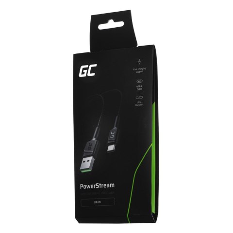 GREEN CELL KABEL KABGC25 GC POWERSTREAM USB-A - USB-C 30CM, SZYBKIE ŁADOWANIE ULTRA CHARGE, QC 3.0 Green Cell GREEN CELL KABEL KABGC25 GC POWERSTREAM USB-A - USB-C 30CM, SZYBKIE ŁADOWANIE ULTRA CHARGE, QC 3.0 Green Cell
