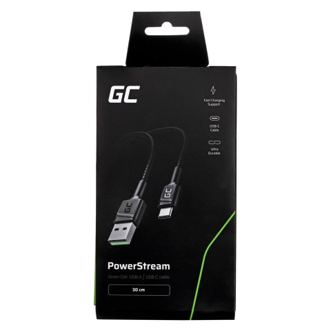 GREEN CELL KABEL KABGC25 GC POWERSTREAM USB-A - USB-C 30CM, SZYBKIE ŁADOWANIE ULTRA CHARGE, QC 3.0 Green Cell GREEN CELL KABEL KABGC25 GC POWERSTREAM USB-A - USB-C 30CM, SZYBKIE ŁADOWANIE ULTRA CHARGE, QC 3.0 Green Cell