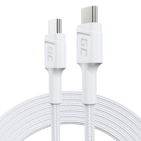 GREEN CELL KABEL KABGC29W GC POWERSTREAM USB-C - USB-C 200CM, POWER DELIVERY 60W, ULTRA CHARGE, QC 3.0, BIAŁY Green Cell GREEN CELL KABEL KABGC29W GC POWERSTREAM USB-C - USB-C 200CM, POWER DELIVERY 60W, ULTRA CHARGE, QC 3.0, BIAŁY Green Cell