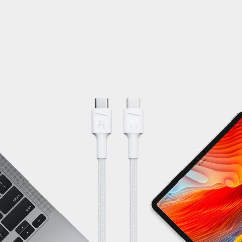 GREEN CELL KABEL KABGC29W GC POWERSTREAM USB-C - USB-C 200CM, POWER DELIVERY 60W, ULTRA CHARGE, QC 3.0, BIAŁY Green Cell GREEN CELL KABEL KABGC29W GC POWERSTREAM USB-C - USB-C 200CM, POWER DELIVERY 60W, ULTRA CHARGE, QC 3.0, BIAŁY Green Cell