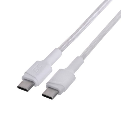 GREEN CELL KABEL KABGC29W GC POWERSTREAM USB-C - USB-C 200CM, POWER DELIVERY 60W, ULTRA CHARGE, QC 3.0, BIAŁY Green Cell GREEN CELL KABEL KABGC29W GC POWERSTREAM USB-C - USB-C 200CM, POWER DELIVERY 60W, ULTRA CHARGE, QC 3.0, BIAŁY Green Cell