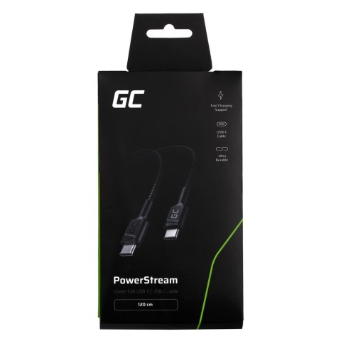GREEN CELL KABEL KABGC30 GC POWERSTREAM USB-C - USB-C 120CM, POWER DELIVERY 60W, ULTRA CHARGE, QC 3.0 Green Cell GREEN CELL KABEL KABGC30 GC POWERSTREAM USB-C - USB-C 120CM, POWER DELIVERY 60W, ULTRA CHARGE, QC 3.0 Green Cell