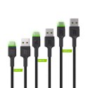 GREEN CELL ZESTAW KABLI KABGCSET01 3X KABEL GC RAY USB - USB-C 30CM, 120CM, 200CM, ZIELONY LED Green Cell