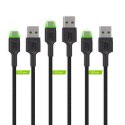 GREEN CELL ZESTAW KABLI KABGCSET03 3X KABEL GC RAY USB - USB-C 30CM, ZIELONY LED Green Cell