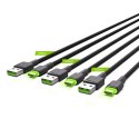 GREEN CELL ZESTAW KABLI KABGCSET03 3X KABEL GC RAY USB - USB-C 30CM, ZIELONY LED Green Cell