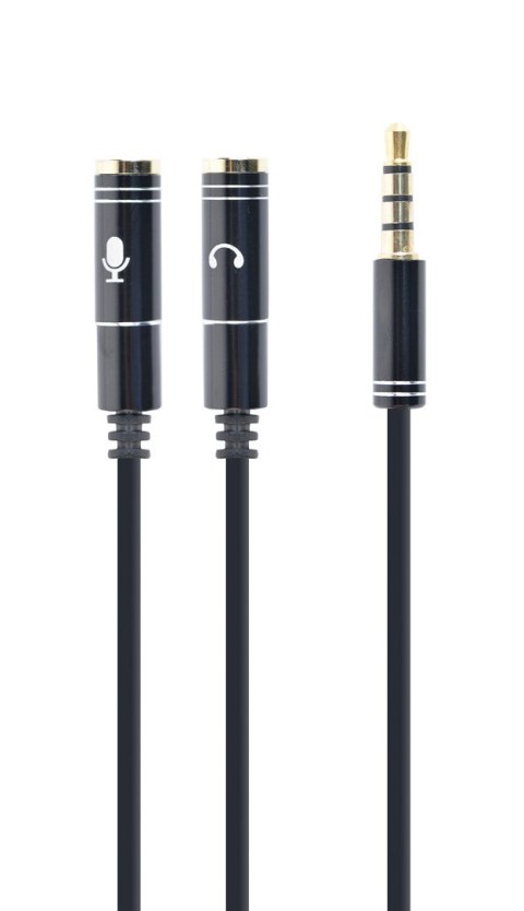 Kabel GEMBIRD CCA-417M (4-Pin, Mini Jack M - 2x Mini Jack F; 0,20m; kolor czarny) GEMBIRD Kabel GEMBIRD CCA-417M (4-Pin, Mini Jack M - 2x Mini Jack F; 0,20m; kolor czarny) GEMBIRD