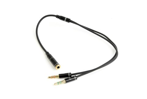 Kabel GEMBIRD CCA-418M (Mini Jack x2 M - 4-Pin, Jack stereo 3,5 mm F; 0,20m; kolor czarny) GEMBIRD Kabel GEMBIRD CCA-418M (Mini Jack x2 M - 4-Pin, Jack stereo 3,5 mm F; 0,20m; kolor czarny) GEMBIRD