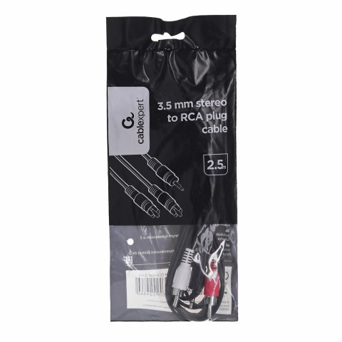 Kabel GEMBIRD CCA-458-2.5M (2x Cinch M - Mini Jack M; 2,5m; kolor czarny) GEMBIRD Kabel GEMBIRD CCA-458-2.5M (2x Cinch M - Mini Jack M; 2,5m; kolor czarny) GEMBIRD