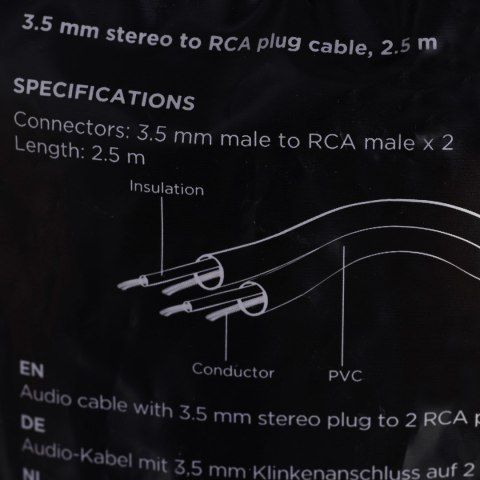 Kabel GEMBIRD CCA-458-2.5M (2x Cinch M - Mini Jack M; 2,5m; kolor czarny) GEMBIRD Kabel GEMBIRD CCA-458-2.5M (2x Cinch M - Mini Jack M; 2,5m; kolor czarny) GEMBIRD