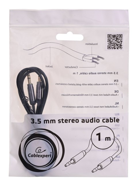 Kabel GEMBIRD CCAP-444-1M (Mini Jack M - Mini Jack M; 1m; kolor czarny) GEMBIRD Kabel GEMBIRD CCAP-444-1M (Mini Jack M - Mini Jack M; 1m; kolor czarny) GEMBIRD