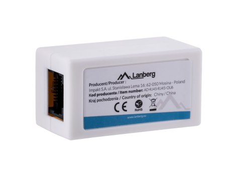 LANBERG ZŁĄCZKA SIECIOWA PRZELOTKA 2X RJ45 KAT.6 UTP AD-RJ45-RJ45-OU6 LANBERG ZŁĄCZKA SIECIOWA PRZELOTKA 2X RJ45 KAT.6 UTP AD-RJ45-RJ45-OU6