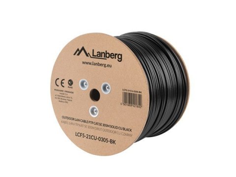 Kabel sieciowy zewnętrzne Lanberg LCF5-21CU-0305-BK (FTP; 305m; kat. 5e; kolor czarny) Lanberg Kabel sieciowy zewnętrzne Lanberg LCF5-21CU-0305-BK (FTP; 305m; kat. 5e; kolor czarny) Lanberg