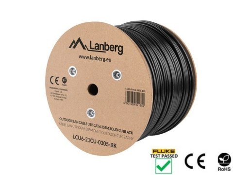 Kabel sieciowy zewnętrzne Lanberg LCU6-21CU-0305-BK (UTP; 305m; kat. 6; kolor czarny) Lanberg Kabel sieciowy zewnętrzne Lanberg LCU6-21CU-0305-BK (UTP; 305m; kat. 6; kolor czarny) Lanberg