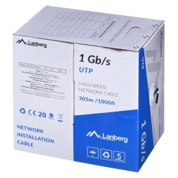 LANBERG KABEL UTP 1GB/S 305M DRUT CCA CZARNY LCU6-10CC-0305-BK Lanberg
