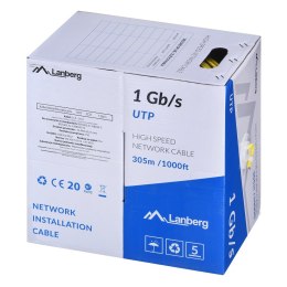 LANBERG KABEL UTP 1GB/S 305M DRUT CCA ŻÓŁTY LCU6-10CC-0305-Y Lanberg