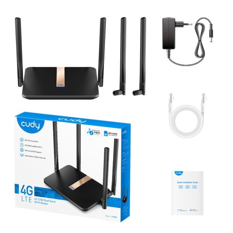 Router CUDY LT500D_EU LAN 10/100 AC1200 Dual Band Wi-Fi Mesh 4G LTE Cat.4 SIM CUDY Router CUDY LT500D_EU LAN 10/100 AC1200 Dual Band Wi-Fi Mesh 4G LTE Cat.4 SIM CUDY