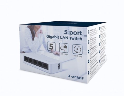 GEMBIRD SWITCH DESKTOP GIGABIT LAN (5X 10/100/1000MBPS) BIAŁY GEMBIRD GEMBIRD SWITCH DESKTOP GIGABIT LAN (5X 10/100/1000MBPS) BIAŁY GEMBIRD