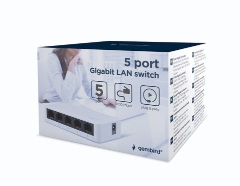GEMBIRD SWITCH DESKTOP GIGABIT LAN (5X 10/100/1000MBPS) BIAŁY GEMBIRD GEMBIRD SWITCH DESKTOP GIGABIT LAN (5X 10/100/1000MBPS) BIAŁY GEMBIRD
