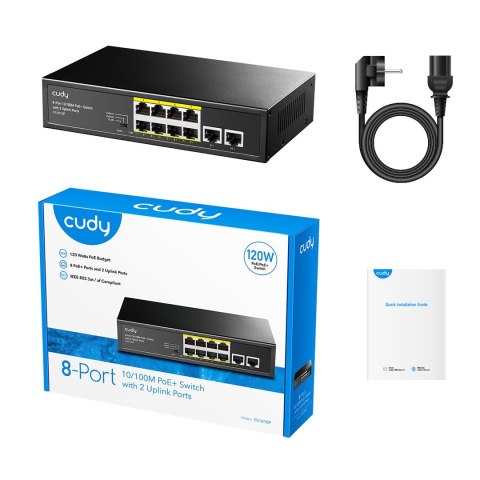 Switch CUDY FS1010P 8-Port 10/100M PoE+ 120W 2xUplink CUDY Switch CUDY FS1010P 8-Port 10/100M PoE+ 120W 2xUplink CUDY