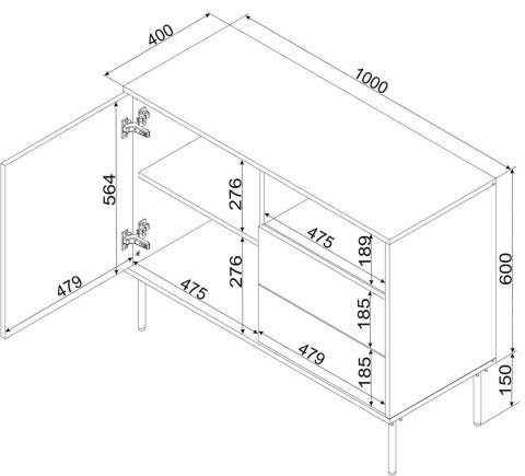 Komoda 1D2S TRESSE 100x40x75 kaszmir mat Cama MEBLE Komoda 1D2S TRESSE 100x40x75 kaszmir mat Cama MEBLE