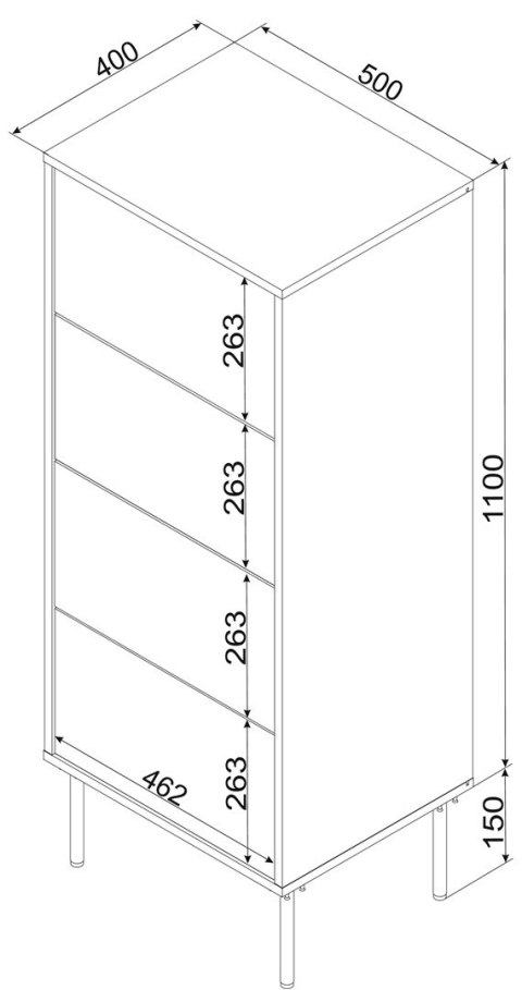 Komoda 4S TRESSE 50x40x125 kaszmir mat Cama MEBLE Komoda 4S TRESSE 50x40x125 kaszmir mat Cama MEBLE