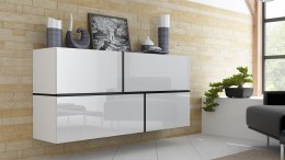Komoda GOYA 170/40/80 biały/ biały połysk+ czarny Cama MEBLE